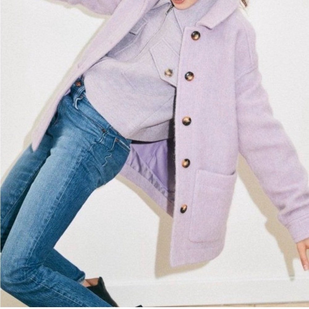Madewell Walton Shirt-Jacket Wool Pockets Buttons Size Medium Lavender